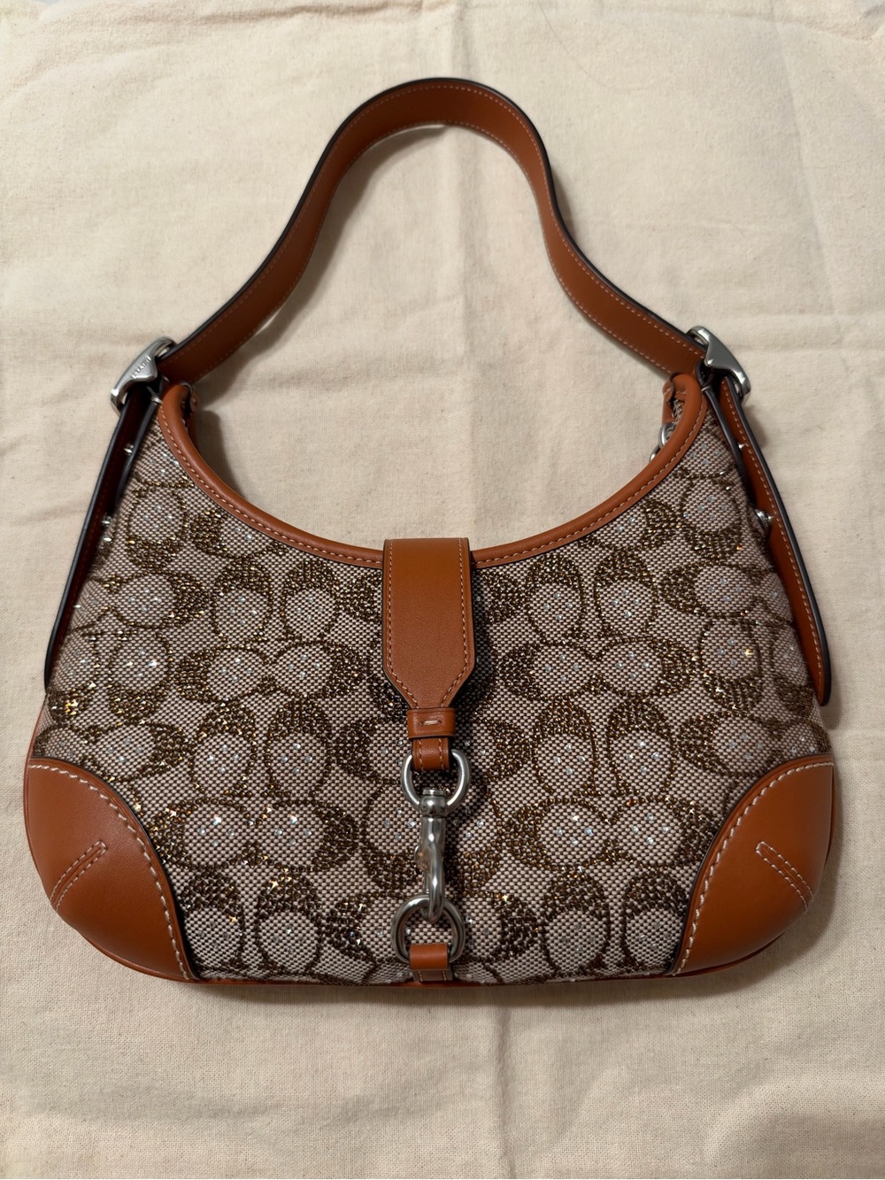 Coach Hamptons Hobo Crystal Signature Jacquard